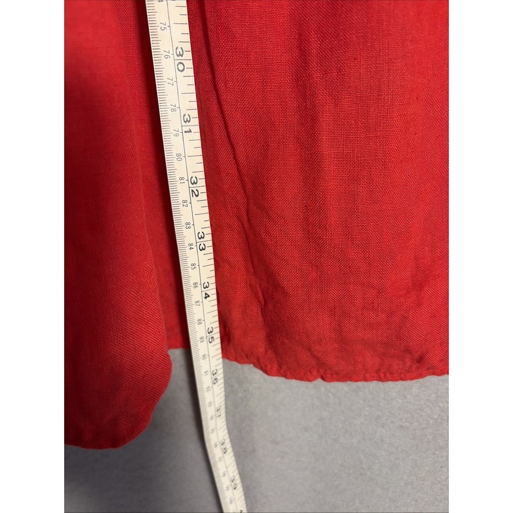 Women's Medium Red Linen Summer Dress Costal Summer Minimal - Picture 4 of 9